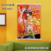 (60X90)BH1401-海贼王动漫白色塑料杆挂画