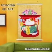 (60X90)BH1584-招财猫 新年白色塑料杆挂画