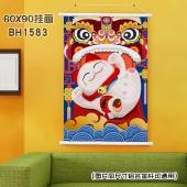 (60X90)BH1583-招财猫 新年白色塑料杆挂画