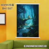 (60X90)BH1587-龙猫 动漫白色塑料杆挂画