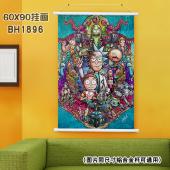 (60X90)BH1896-瑞克与莫蒂 动漫白色塑料杆挂画